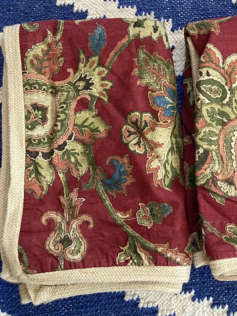 2 Pc Set Chaps Ralph Lauren Annabelle Standard Pillow Shams Red Jacobean Floral